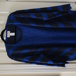 ALFRED DUNNER BLUE & BLACK WOMEN'S PLUS SWEATER & ATTACHED TOP SIZE 2X